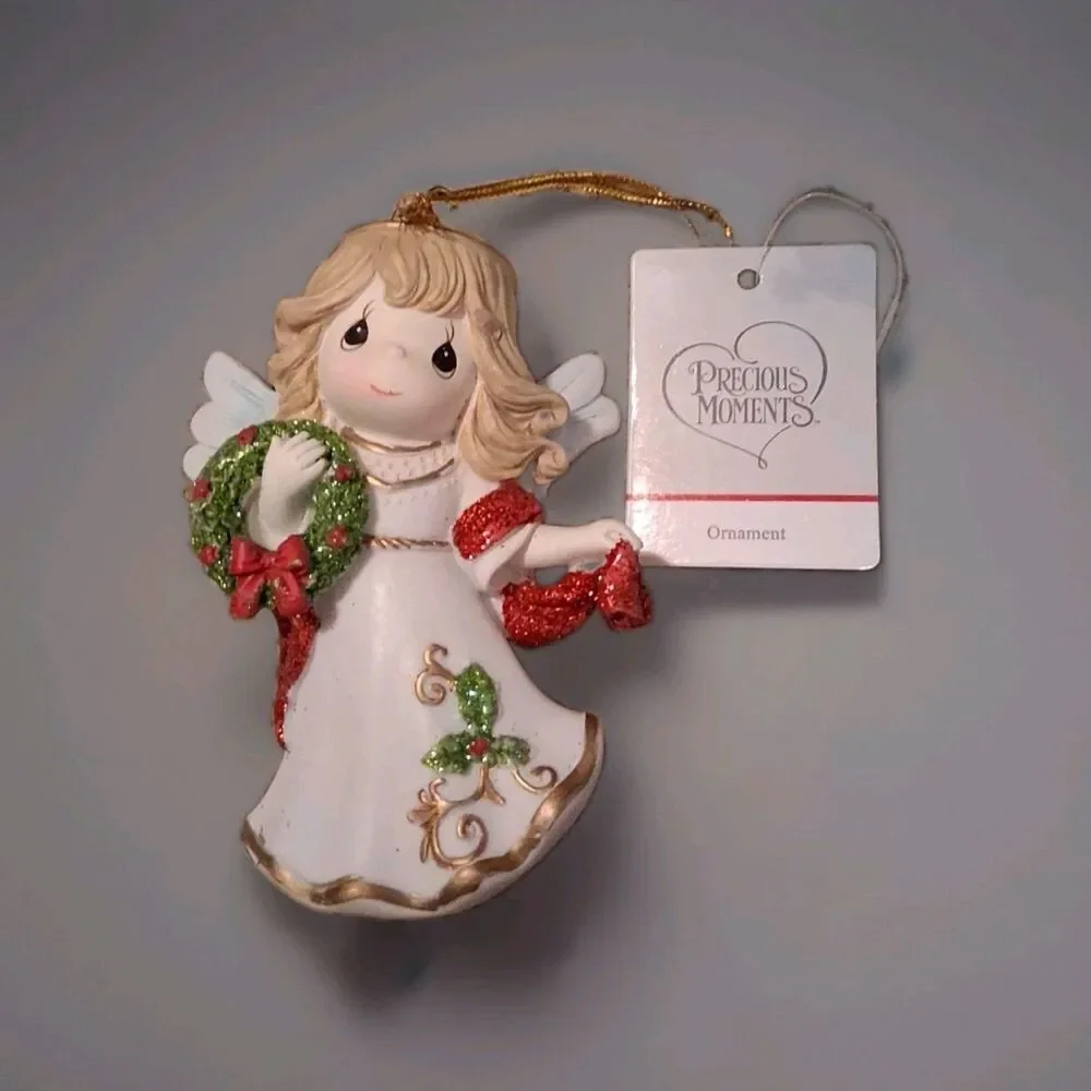 Precious Moments Angel Christmas Ornament Holding Wreath Christmas Holiday